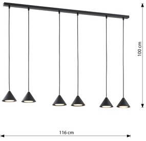 Sospensione Minimal Skadi 6 Luci In Acciaio Nero