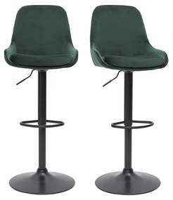 Sgabelli da bar design regolabili velluto verde (set di 2) HOLO