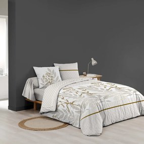 Set copripiumino e federa beige in cotone per letto matrimoniale ed esteso con lenzuolo incluso/6 pezzi 240x220 cm Raoni – douceur d'intérieur