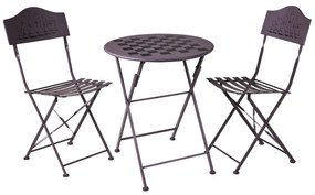 Set tavolino grigio scacchiera con 2 sedie Game