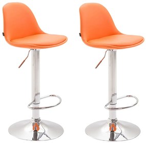 Set Di 2 Sgabelli Da Bar Kiel İn Ecopelle Con Regolazione İn Altezza / Orange / Chrom
