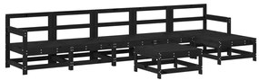 Set Salotto da Giardino 7 pz Nero in Legno Massello di Pino