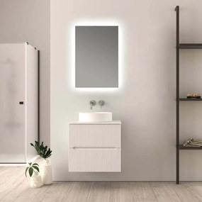 Mobile bagno sospeso  bianco opaco 60 cm cannettato Palermo