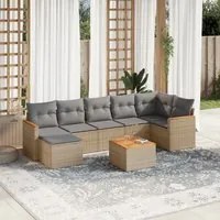 Set Divano da Giardino 8 pz con Cuscini Beige in Polyrattan 3258601