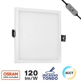 Pannello LED 12W da incasso Quadrato, Foro Tondo Ø130mm CCT Colore Bianco Variabile CCT