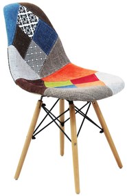 JULIETTE - sedia moderna in tessuto patchwork con gambe in legno