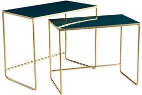 Tavolini da salotto estraibili blu petrolio e oro (set di 2) WESS