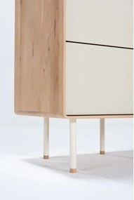 Cassettiera alta bianca in legno di quercia con 3 cassetti 60x100 cm Fina - Gazzda