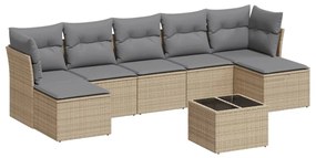 Set divano da giardino 8 pz con cuscini beige in polyrattan