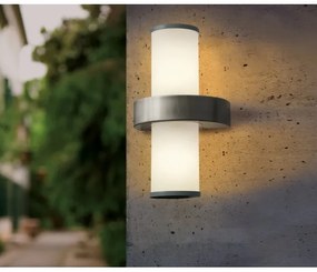 EGLO 86541 - Applique da esterno BEVERLY 2xE27/60W argento / bianco