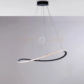 Sospensione in metallo e alluminio laccato nero con led integrato c...