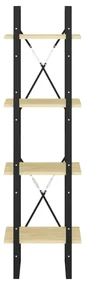 Libreria a 4 ripiani 40x30x140 cm in legno massello di pino