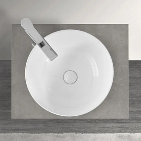 Lavandino da appoggio a bacinella D. 40 cm in ceramica bianca lucida