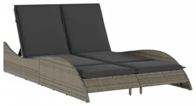 Lettino Prendisole con Cuscini Grigio 114x205x73 cm Polyrattan