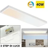 Plafoniera LED rettangolare 40W lampada soffitto 120x30 CCT da 3000K a 6500K luce ufficio negozio studio medico 230V