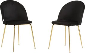 Sedia da pranzo in velluto Nero con gambe in metallo Oro - PARIS 2 sedie