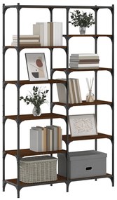 Libreria rovere marrone 100x32x170 cm legno multistrato e ferro