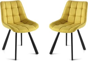 Sedia da cucina in tessuto Giallo gambe metallo FRIEDIC set 2 pz