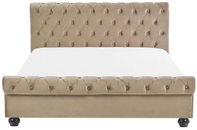 Letto matrimoniale in velluto beige stile chesterfield 160x200cm AVALLON Beliani