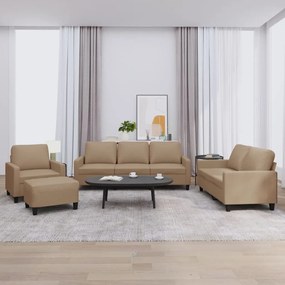 Set Di Divani 4 Pz Con Cuscini Cappuccino İn Similpelle /