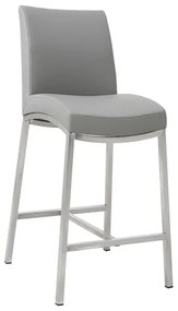 Sgabello da bar alluminio spazzolato PU grigio chiaro 66cm set di 2 OLLY