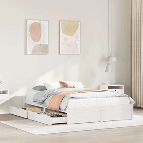 Letto Senza Materasso Bianco 140x190 Cm Legno Massello Di Pino /