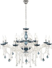 Lampadario a sospensione DAMASCO D95 cm con decorazioni in cristallo Ottanio 16 Luci