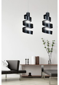Lampadario Moderno 2 Luci Tristano In Acciaio Nero Con Fasce A Spirale