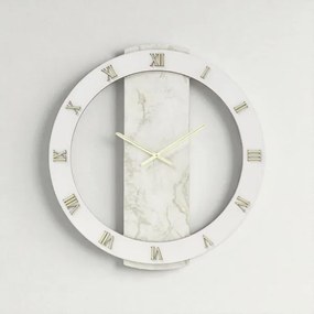 Orologio rotondo D80 cm NOAH in legno rivestito con parato Oro