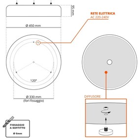 Plafoniera LED Rotonda 36W CCT, Ø450mm, Marrone Colore Bianco Variabile CCT