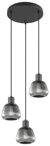 Lampadario nero con paralume in vetro ø 37 cm Tarifa - Trio