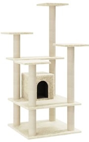 Albero per gatti con pali tiragraffi in sisal crema 110 cm