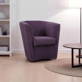 Poltrona viola moderna in tessuto antimacchia con seduta imbottita