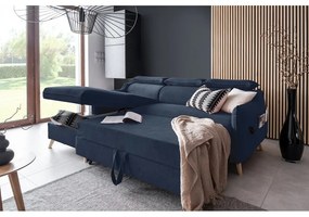Divano letto angolare in velluto blu scuro (angolo sinistro) Sweet Harmony - Miuform