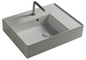 Lavabo Da Incasso/Sospeso Con Vasca Decentrata a Sx 61x46 Cm Ceramica Tecla "Twenty" Bianco Lucido