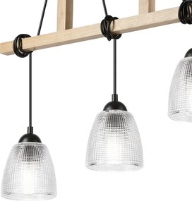 Lampadario a sospensione con cavo LEANDRA 3xE27/15W/230V rovere/nero