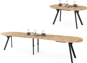Tavolo ovale allungabile EXPANSO Rovere Artisan / gambe nere