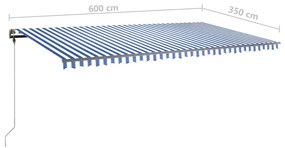 Tenda da Sole Autoportante Manuale 600x350 cm Blu Bianca