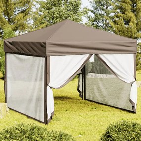 Tenda Per Feste Pieghevole Con Pareti Laterali Tortora 3x3 M /
