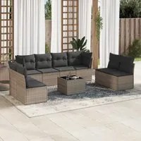 Set Divano da Giardino 9 pz con Cuscini Grigio in Polyrattan 3249299