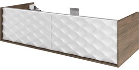 Mobile da bagno sospeso sotto lavabo L 120 x H 32 x P 48 cm noce laccato lucido, 2 cassetti SENSEA Neo