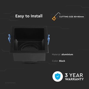 Plafoniera GU10 9x9 cm nera