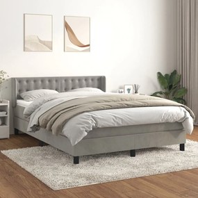 Giroletto A Molle Con Materasso Grigio Chiaro 140x200cm Velluto /