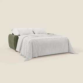 Kaleo Divano letto moderno con materasso H17 cm - in raffinato tessuto impermeabile T26 verde muschio