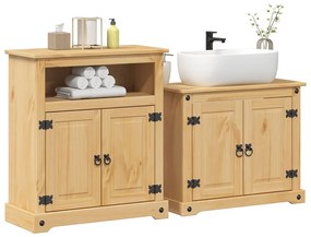 Set Mobili Da Bagno 2 Pz Corona İn Legno Massello Di Pino /