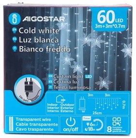 Aigostar - Catena di luci natalizie a LED per esterni 120xLED/6W/230V/8 funzioni 3x0,7m IP44 bianco freddo+telecomando