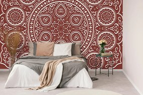 Carta da parati – Mandala etnica delicata in bordeaux