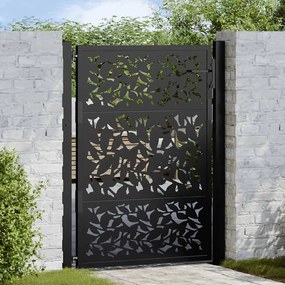 Cancello Giardino Nero 105x130 Cm İn Acciaio Design A Foglia /