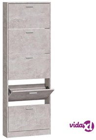 vidaXL Scarpiera Grigio Cemento 59x17x169 cm in Legno Multistrato