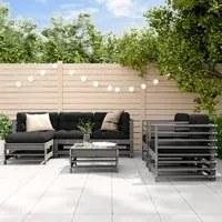 Set Salotto da Giardino 7 pz Grigio in Legno Massello di Pino 3186265